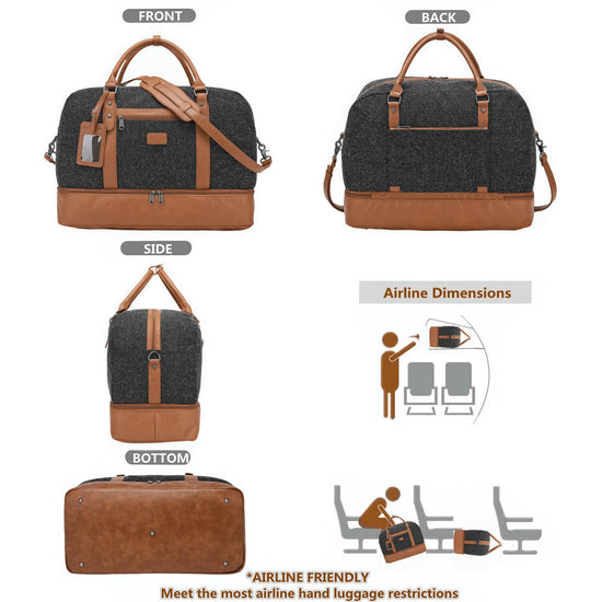 Wogarl duffel bag with shoe compartment and toiletry bag for travel and gym