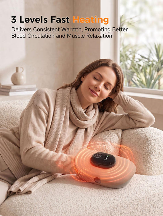Hand Massager with Heat, Individual Fingers Stretching Massage, Champagne