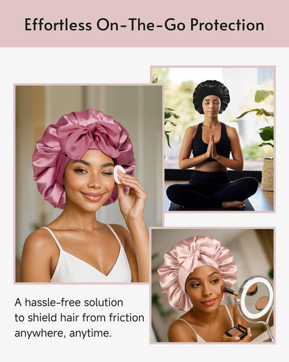 Yanideer silk bonnets for sleeping with tie band for curly hair blushpink 3 pcs setYanideer silk bonnets for sleeping with tie band for curly hair 3 pcs set
