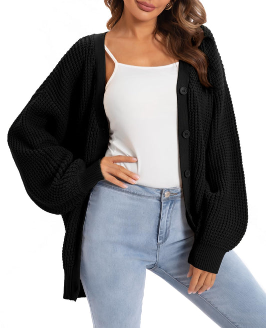QUALFORT cardigan sweater - 100% cotton oversized knit outerwear for fall 2026