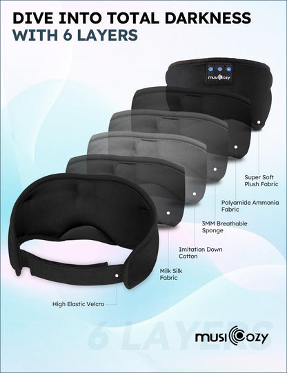 MusicOzy sleep headphones - Bluetooth sleep mask with HD stereo speakers