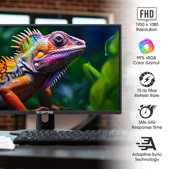 Sceptre 24-inch monitor — 1080p LED with built-in speakers and 99% sRGB