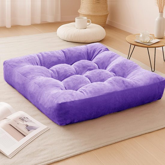 Degrees of Comfort floor cushions — square tufted corduroy design, 22x22 inch