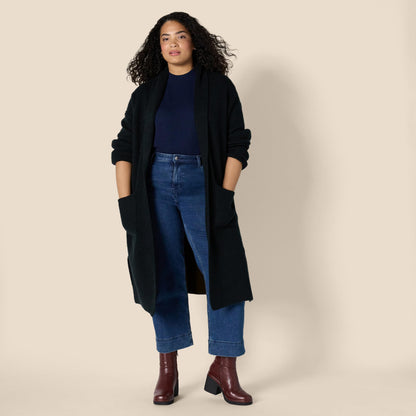 Sweater — Oversized-fit cotton blend cardigan with heavyweight texture stitch