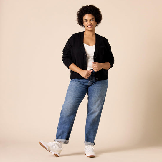 Sweater — Relaxed fit V-neck cropped design by Amazon Essentials