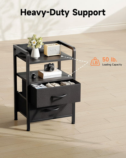Lazzanto night stand with charging station and LED light strip