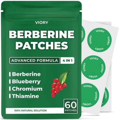 VIORY Berberine Patches | Berberine Patch with L-Glutamine, Garcinia Cambogia, Resveratrol for Women & Men | 60 Days Supply