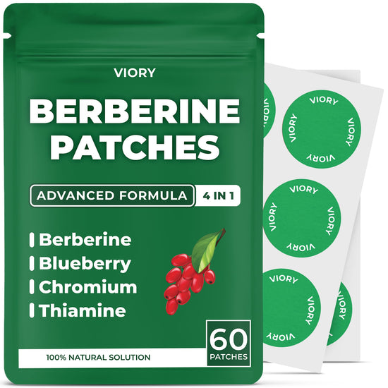 VIORY Berberine Patches | Berberine Patch with L-Glutamine, Garcinia Cambogia, Resveratrol for Women & Men | 60 Days Supply