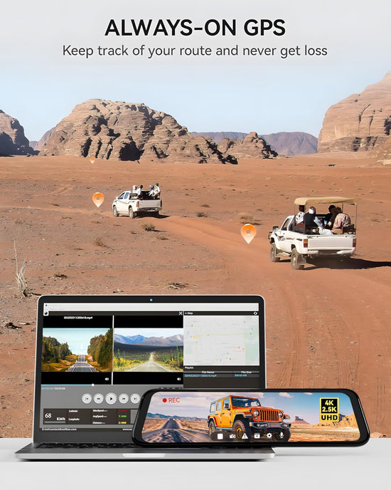 WOLFBOX G900 onboard camera — 4K front and 2.5K rear with smart touch screen