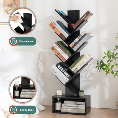 Yoobure shelf - Retro floor standing bookcase with 6 shelves in rustic brown