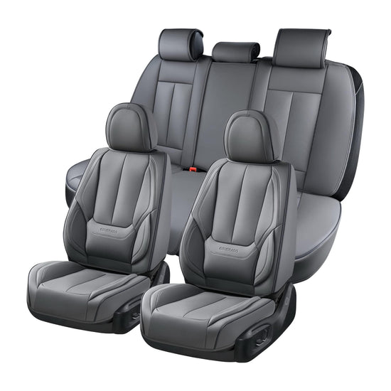 Coverado car seat covers - gray waterproof nappa leather full set for most cars
