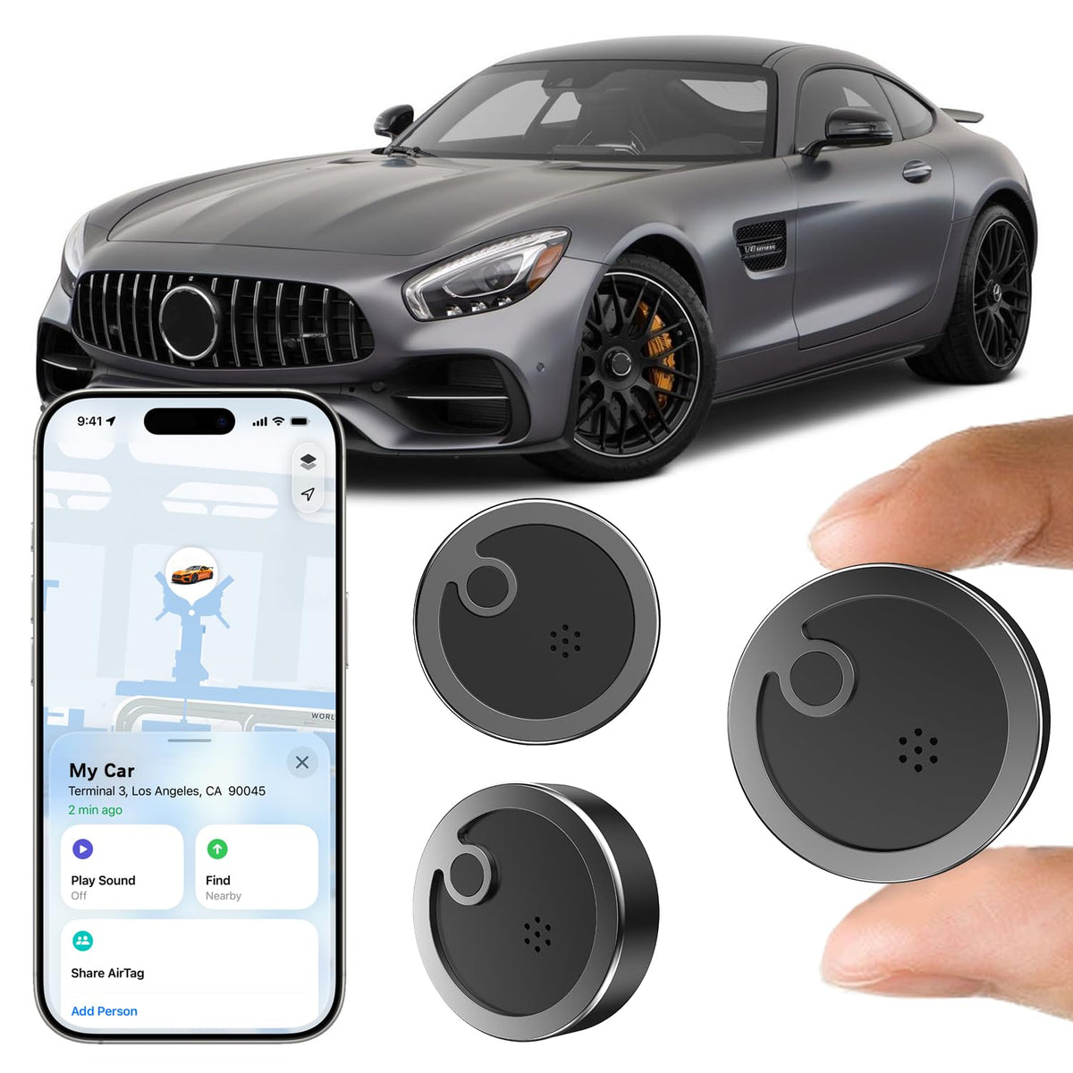 Agvsre GT36 Electroplating GPS Tracker,No SIM Card Required and no Monthly fee. Compatible with iOS and Android Systems - 202 Card Needed.20