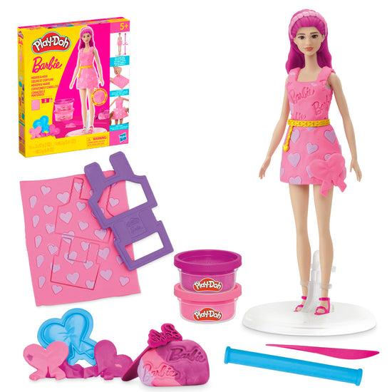 Play-Doh Barbie hearts and hair set - create doll clothes with modeling compound and accessories