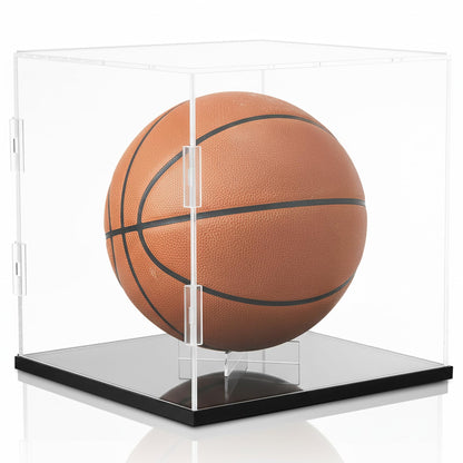 ClearNest Basketball Display Case Full Size – Clear Acrylic Basketball Display Box with UV Protection & Black Base for Autographed Basketball Memorabilia Collectibles