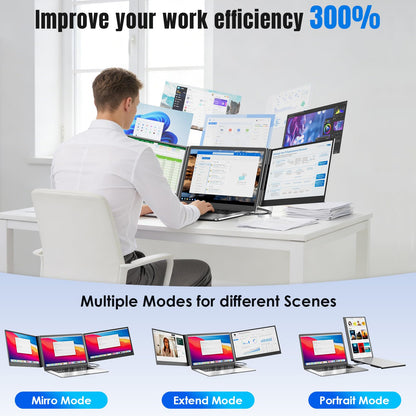 siaviala Laptop Screen Extender 15.6", 1080P FHD Triple Portable Monitor for Laptops 13-17.3", Ultra-Slim Dual Monitor Extender for Windows/Mac/Chrome/Dex, USB-C/HDMI Plug and Play
