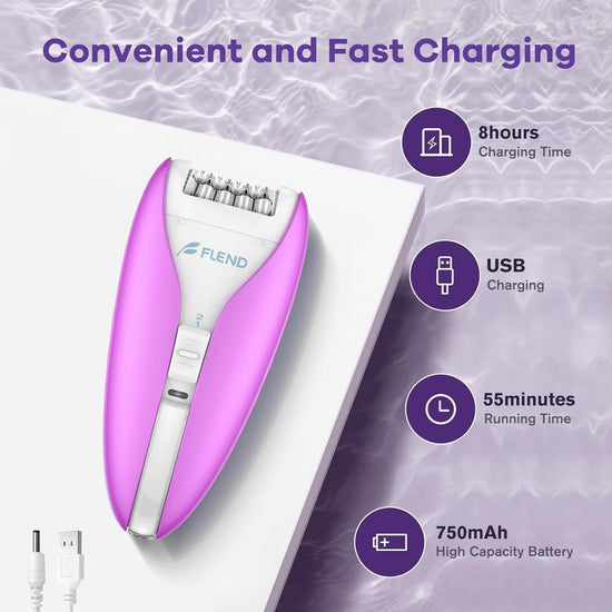 Silent Epilator for Women, 2-Speed Facial & Body Hair Remover, Smooth Glide Technology, for Face, Legs, Bikini & Arms