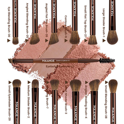 MAANGE cosmetic brush set — 20 pcs double-ended kabuki and contour brushes.