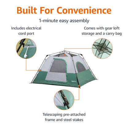 Amazon Basics camping tent — Quick setup with rainfly and weather-resistant design