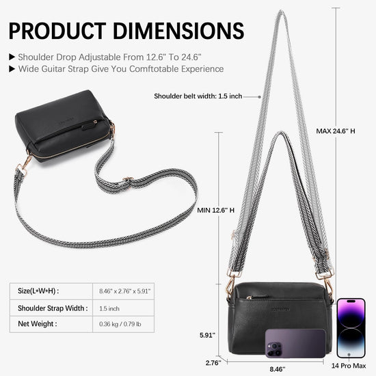 BOSTANTEN handbag with triple zip and colored shoulder strap
