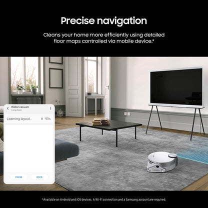 SAMSUNG robotic vacuum cleaner — AI with object recognition and clean station