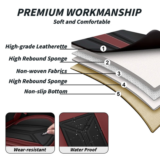Arazi vehicle seat cover — Full set leather covers for 5 seats in black and red