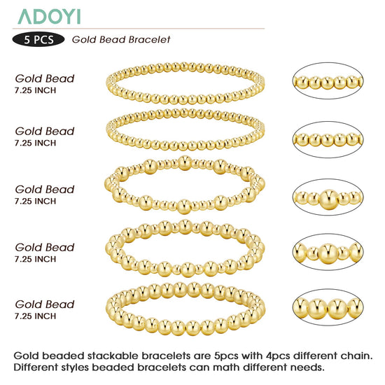 adoyi bracelet — 14K gold plated adjustable beaded strand jewelry set for women