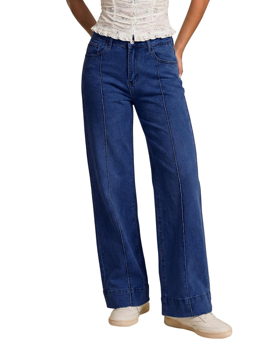 Luvamia wide leg jeans - trendy high waist straight leg baggy denim pants