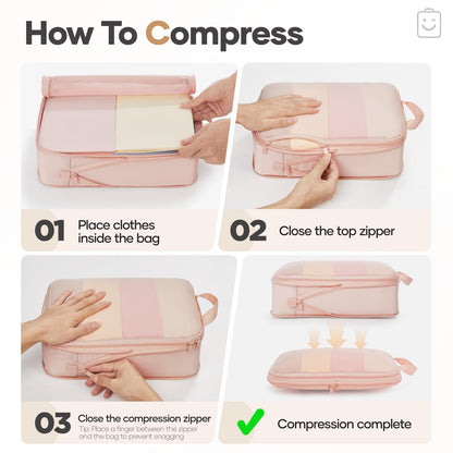Storage bag — set of compression packing cubes for travel essentials
