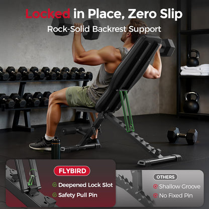 FLYBIRD WB2 fitness bench — adjustable and foldable incline design for workouts