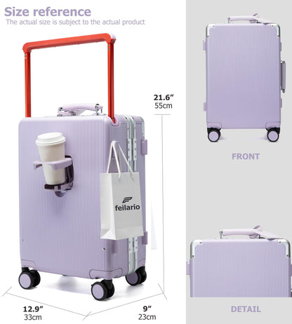 feilario suitcase with aluminum frame and spinner wheels, 20in/24in sizes available