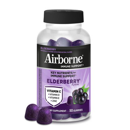 Nutritional supplement — Airborne elderberry with zinc and vitamin C gummies for adults
