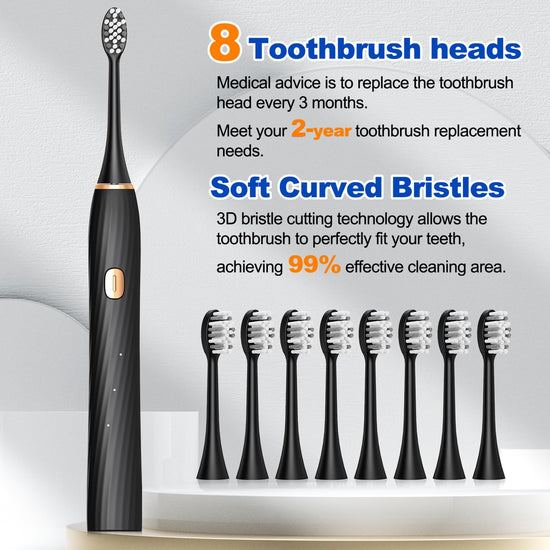 FXQQZZ sonic electric toothbrush – 4 modes with 8 brush heads and smart timer