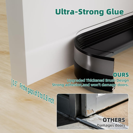 Door Draft Stopper with Brush, 39" Door Sweep for Bottom of Door, 1 Pack