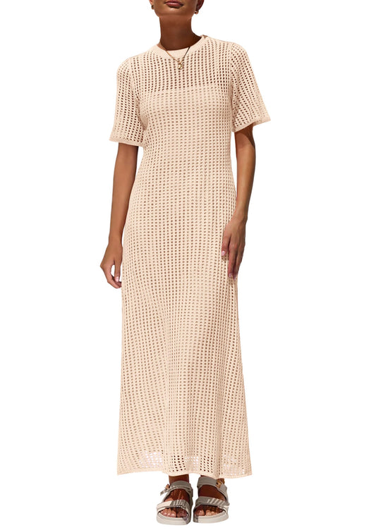 PRETTYGARDEN dress — Eyelet cover up with hollow out design for summer