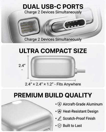 AUTO Unplug 140W USB C Charger, Smart Adapter Automatically Disconnects When Battery is Full, Physical Power Cut for Laptops, Tablets & Smartphones - Protects Battery Health