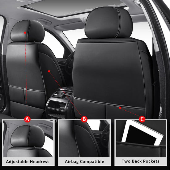 MIROZO vehicle seat cover — waterproof leather full set for cars and SUVs