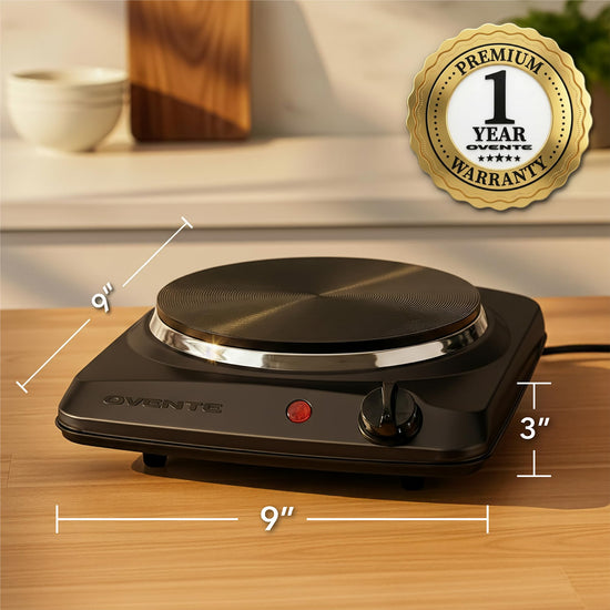 OVENTE countertop burner — 1000W single burner with cast iron hot plate and stainless steel base