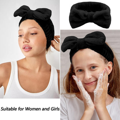 VELSCRUN hairband set with bow tie design for spa and skincare use.
