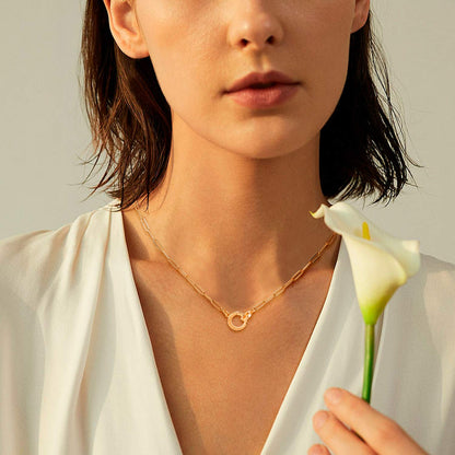 LANE WOODS paperclip necklace — 14K gold plated dainty link chain jewelry for women