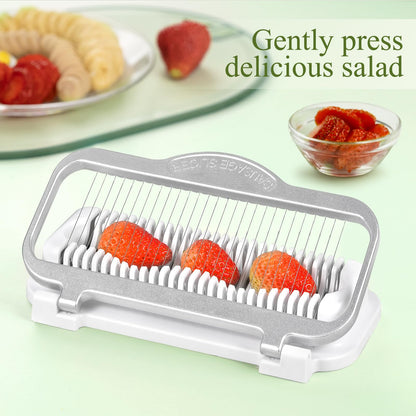 Food slicer — Heavy duty aluminium and stainless steel design with dishwasher safe features.