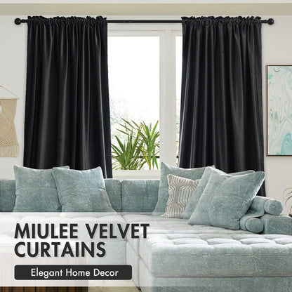 MIULEE velvet curtains — thermal insulated blackout drapes set of 2 for living room and bedroom