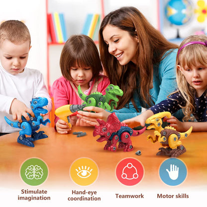 Dinosaur toys with electric drill for kids - STEM construction building toy