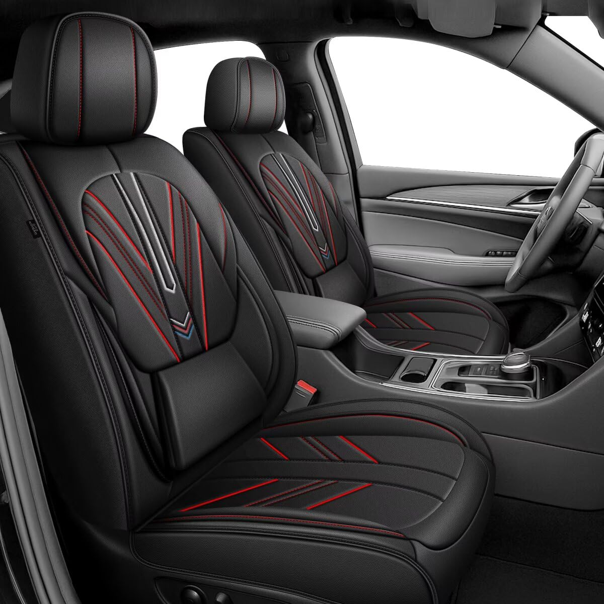 AOMSAZTO leather seat covers - Fit for Kia Optima 2002-2020, black and redline design