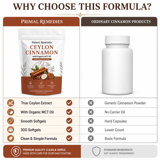 Primal Remedies Ceylon Cinnamon, 300 Softgels with Mct Oil, for Daily Wellness Routine (1PCS)