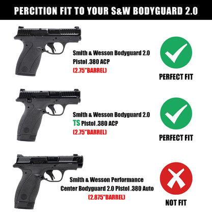 IWB Holster for Smith & Wesson Bodyguard 2.0 TS & NTS Pistol .380 ACP - Concealed Carry Inside Waistband Holster with Secure Snap Lock, Slim Profile & Lightweight Durability