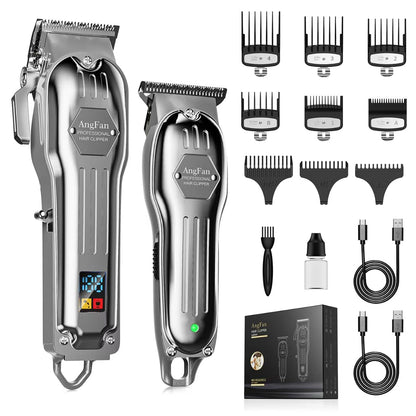 Hair trimming kit — Cordless clippers with LCD display and high-speed motor