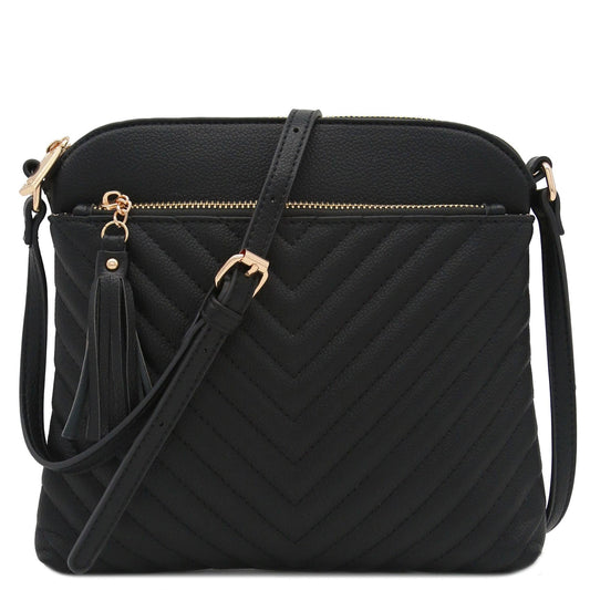 FashionPuzzle medium crossbody bag with tassel accent