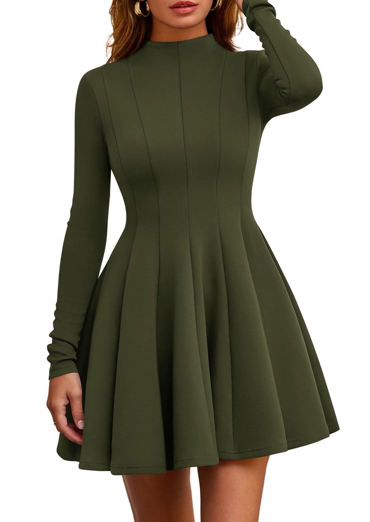 PRETTYGARDEN Fall Dresses for Women Elegant Classy 2026 Casual Long Sleeve Swing A Line Ruffle Short Homecoming Party Dress