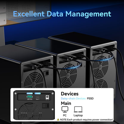 CENMATE hard drive enclosure — Aluminum 6 bay with cooling fan and USB A/C 3.2 Gen 2