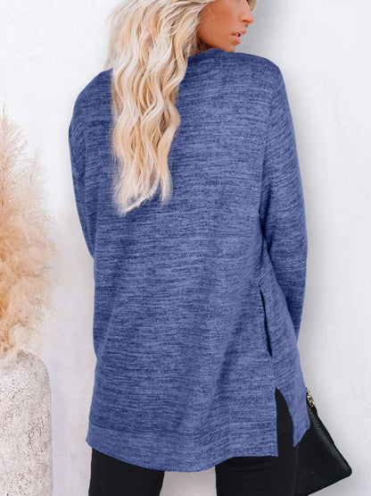 Shirt — Oversized long sleeve sweatshirt with pocket in sizes S-3XL